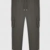 Man Casual Trousers Cargo Pants With Poppers - Dark Green