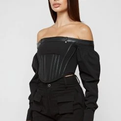 Woman Tops Technical Corset Top - Black TOPS & T SHIRTS