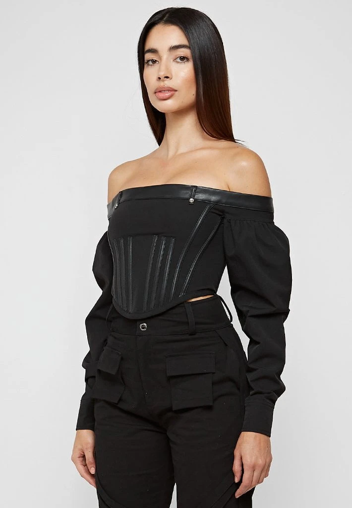 Woman Tops Technical Corset Top - Black TOPS & T SHIRTS