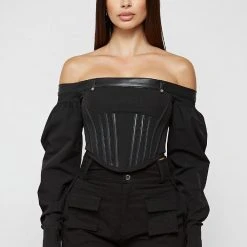 Woman Tops Technical Corset Top - Black TOPS & T SHIRTS