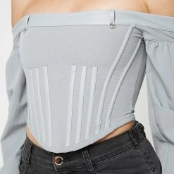 Woman Tops Technical Corset Top - Grey TOPS & T SHIRTS