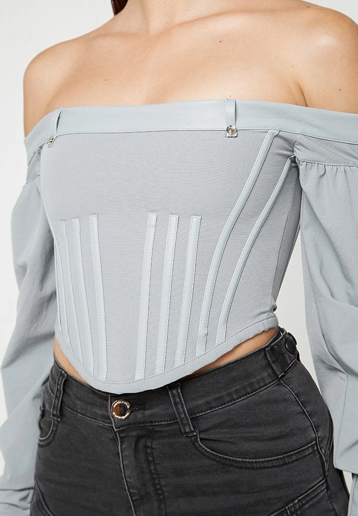 Woman Tops Technical Corset Top - Grey TOPS & T SHIRTS