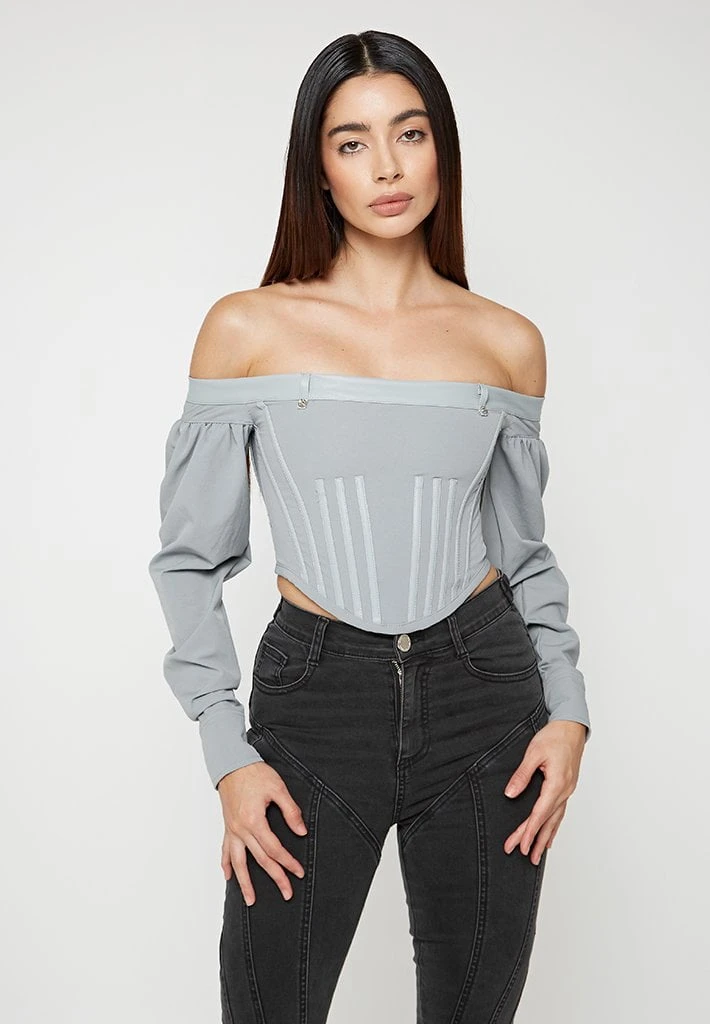 Woman Tops Technical Corset Top - Grey TOPS & T SHIRTS