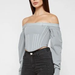 Woman Tops Technical Corset Top - Grey TOPS & T SHIRTS