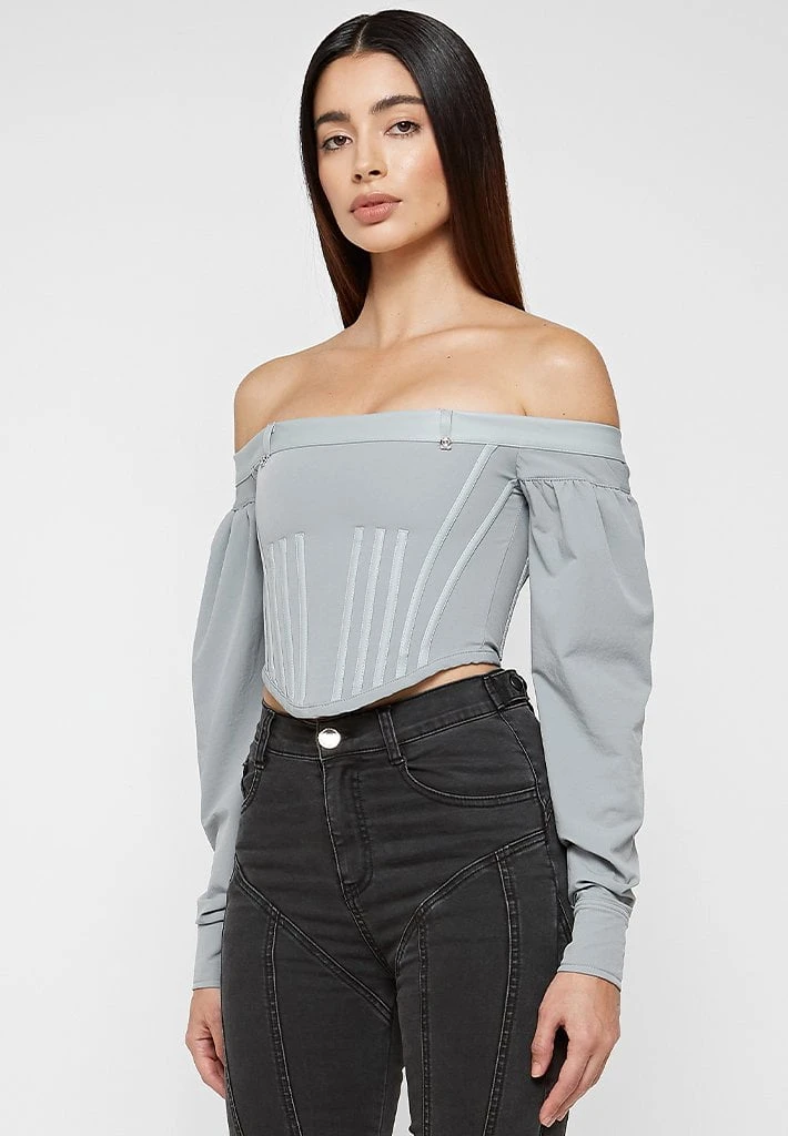 Woman Tops Technical Corset Top - Grey TOPS & T SHIRTS