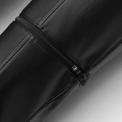 Woman Leggings Zip Off Vegan Leather Leggings/Shorts - Black