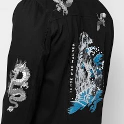 Man Jackets Tiger Embroidered Denim Jacket - Black