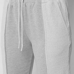 Woman Tracksuits Towelling Panel Joggers - Grey