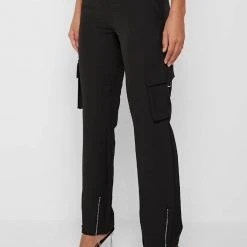 Woman Trousers Trousers With Zip Detail - Black