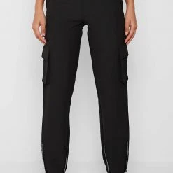 Woman Trousers Trousers With Zip Detail - Black