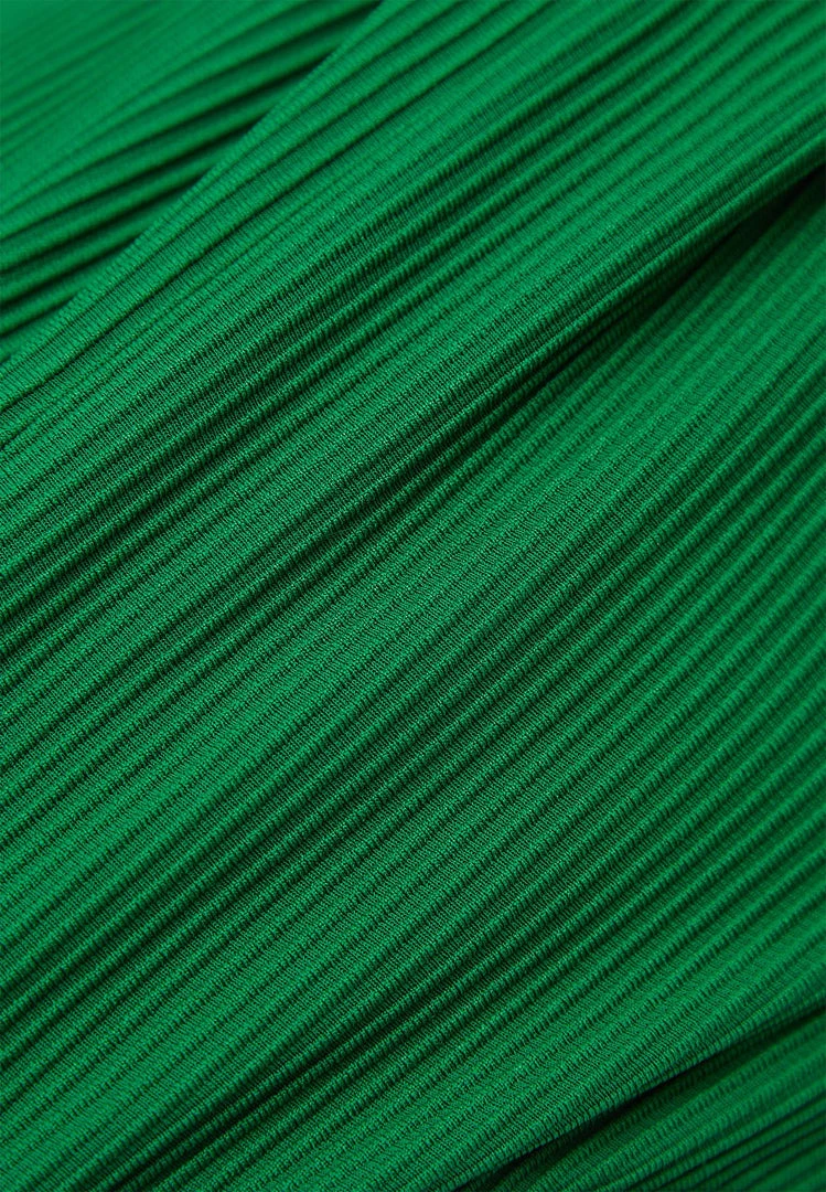 Woman Tops Twisted Ribbed High Neck Bodysuit - Green BODYSUITS