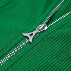 Woman Tops Twisted Ribbed High Neck Bodysuit - Green BODYSUITS