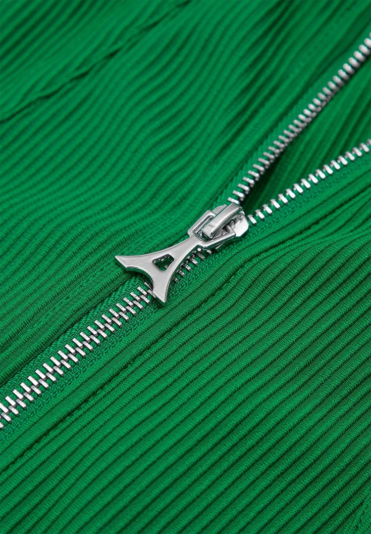 Woman Tops Twisted Ribbed High Neck Bodysuit - Green BODYSUITS