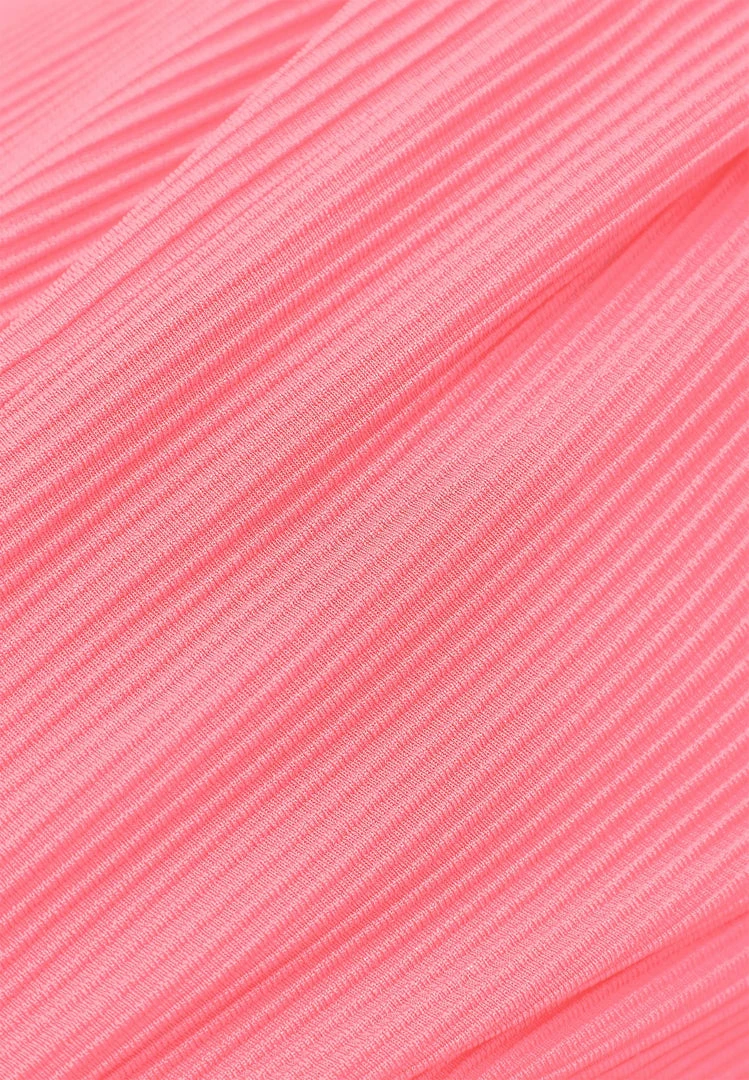 Woman Tops Twisted Ribbed High Neck Bodysuit - Pink