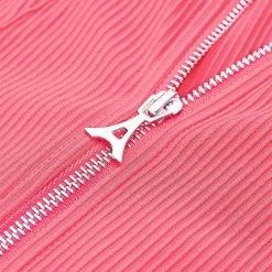 Woman Tops Twisted Ribbed High Neck Bodysuit - Pink