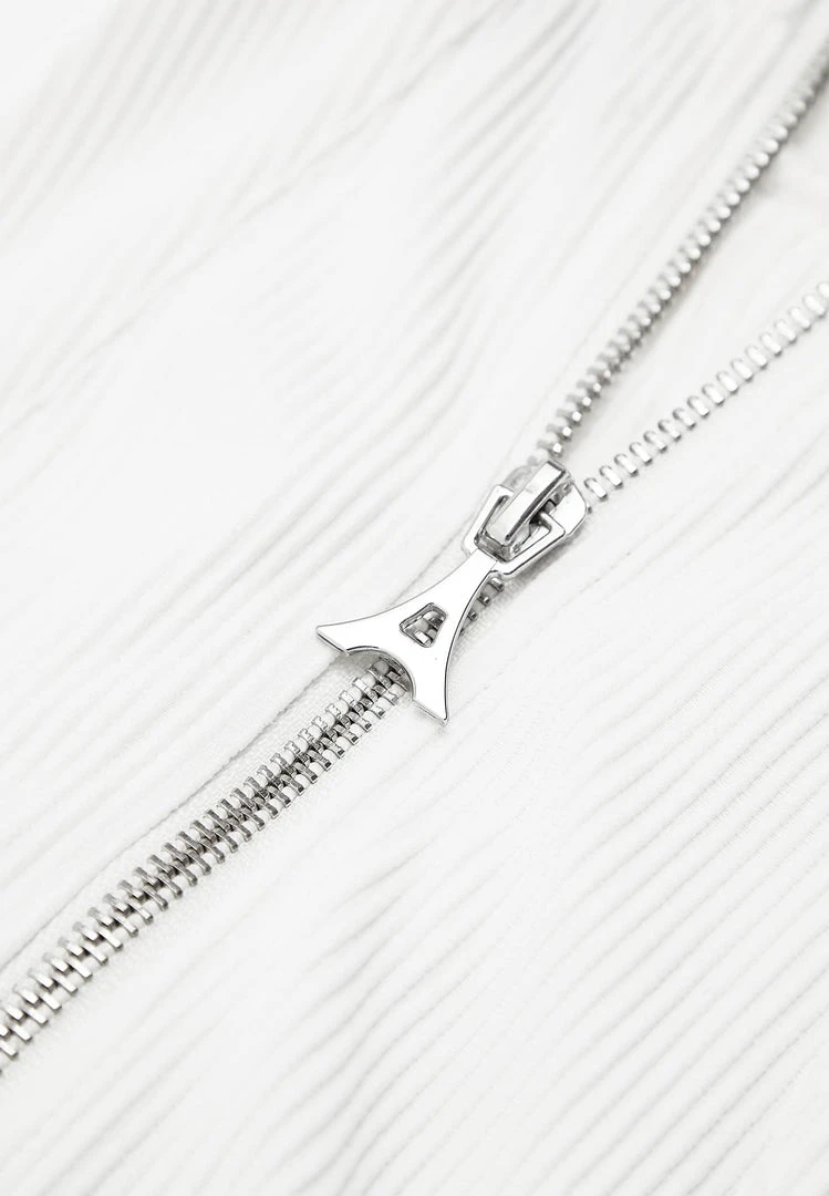 Woman Tops Twisted Ribbed High Neck Bodysuit - White