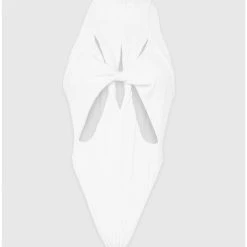 Woman Tops Twisted Ribbed High Neck Bodysuit - White