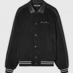 Man Jackets Two Tone Varsity Jacket - Black