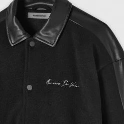 Man Jackets Two Tone Varsity Jacket - Black