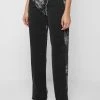 Woman Denim Two Tone Marbled Mom Jeans - Washed Black