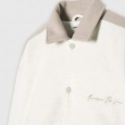 Man Jackets Two Tone Varsity Jacket - Stone/Beige
