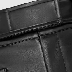 Woman Trousers Vegan Leather Carpenter Cargo Trousers - Black