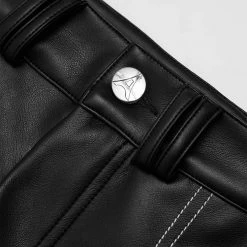 Woman Trousers Vegan Leather Contrast Stitch Cargo Pants - Black CARGO PANTS & JOGGERS