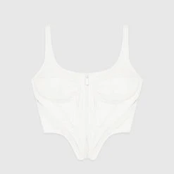 Woman Tops Vegan Leather Corset Top - White TOPS & T SHIRTS