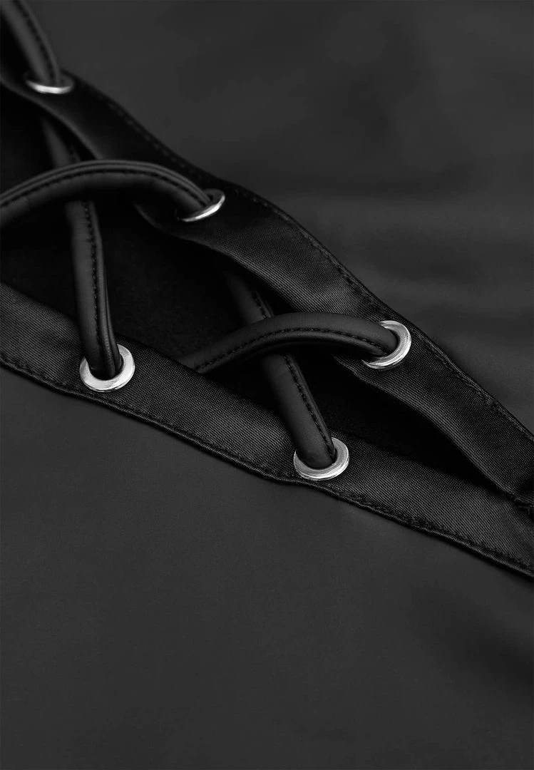 Woman Dresses Vegan Leather Cut Out Mini Dress - Black