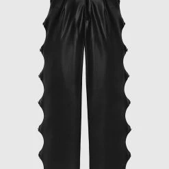 Woman Trousers Vegan Leather Cut Out Trousers - Black