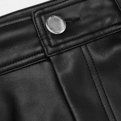 Woman Trousers Vegan Leather Lace Up Trousers - Black