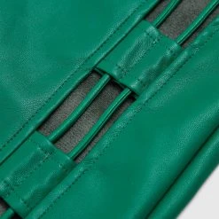 Woman Trousers Vegan Leather Lace Up Trousers - Green