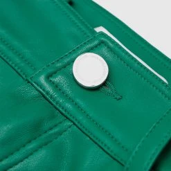 Woman Trousers Vegan Leather Lace Up Trousers - Green