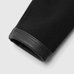 Woman Tops Vegan Leather Long Sleeve Top - Black