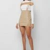 Woman Dresses Vegan Leather Mini Dress - Beige