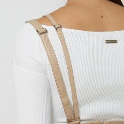 Woman Dresses Vegan Leather Mini Dress - Beige