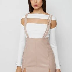 Woman Dresses Vegan Leather Mini Dress - Pink