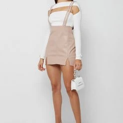 Woman Dresses Vegan Leather Mini Dress - Pink