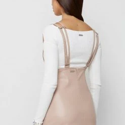 Woman Dresses Vegan Leather Mini Dress - Pink