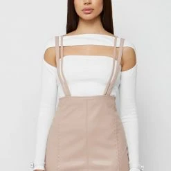 Woman Dresses Vegan Leather Mini Dress - Pink
