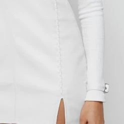 Woman Dresses Vegan Leather Mini Dress - White