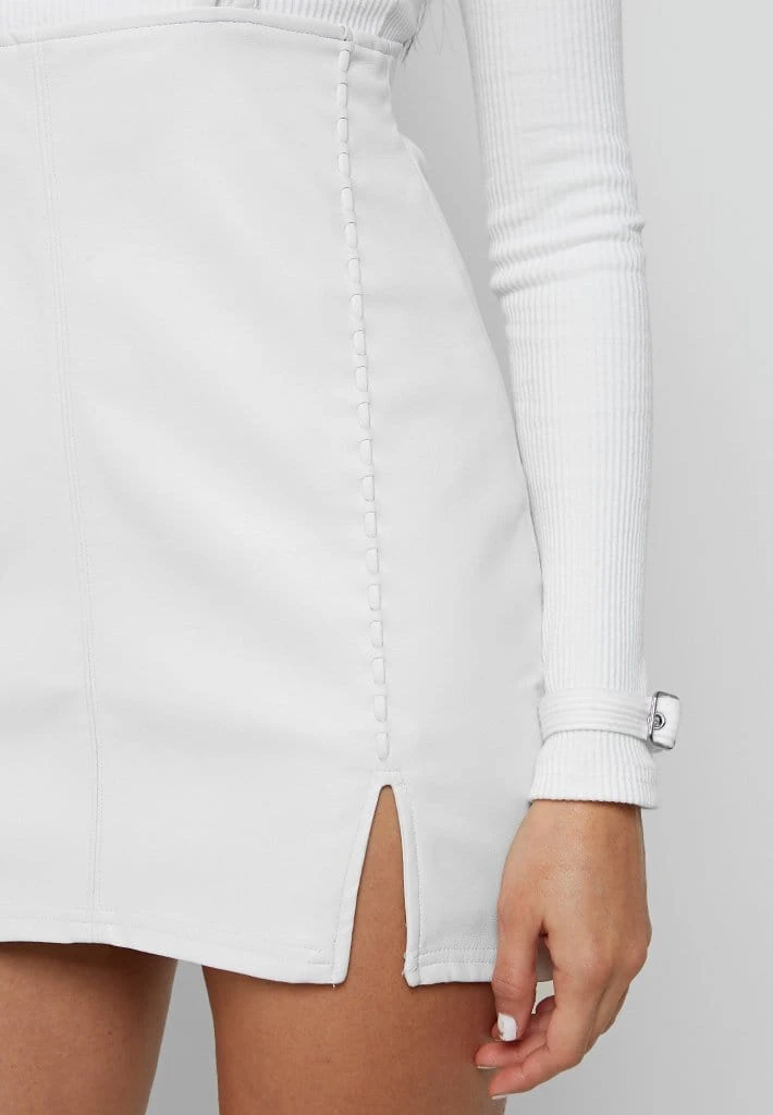 Woman Dresses Vegan Leather Mini Dress - White
