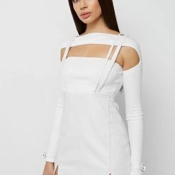 Woman Dresses Vegan Leather Mini Dress - White