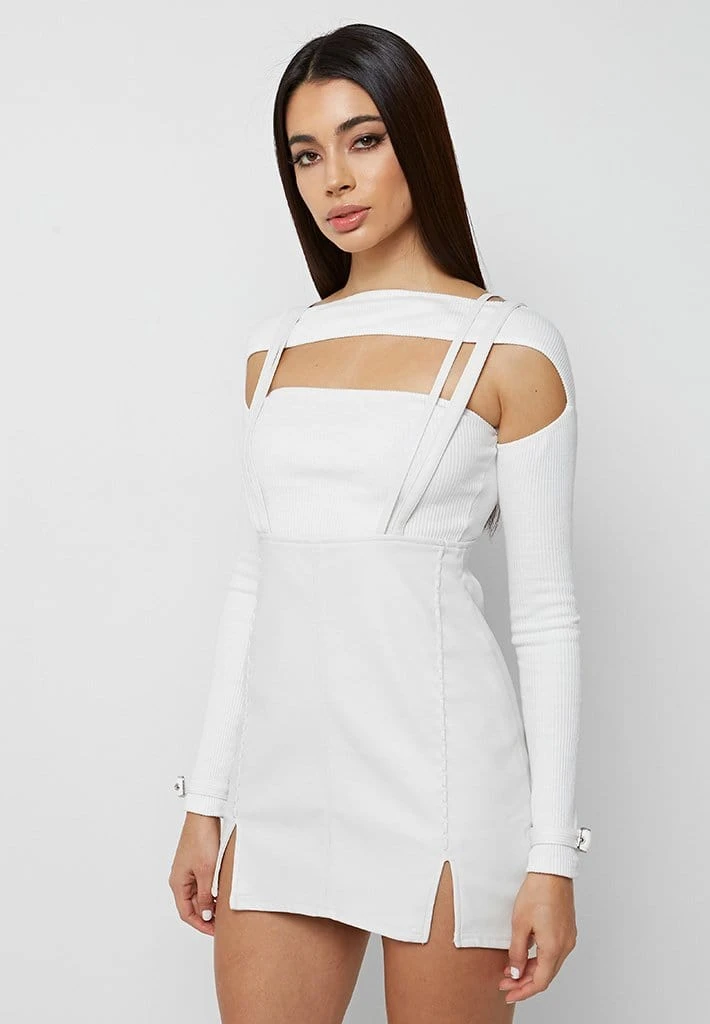 Woman Dresses Vegan Leather Mini Dress - White