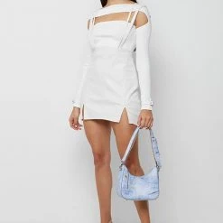 Woman Dresses Vegan Leather Mini Dress - White