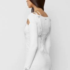 Woman Dresses Vegan Leather Mini Dress - White