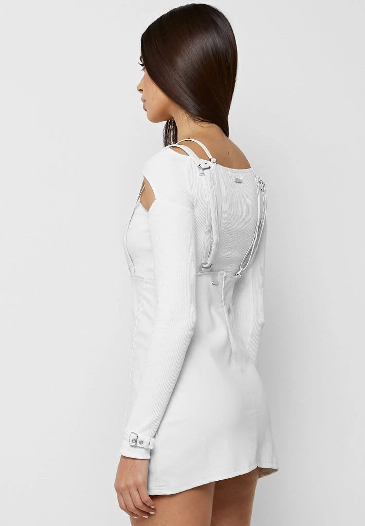Woman Dresses Vegan Leather Mini Dress - White