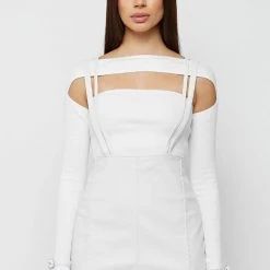 Woman Dresses Vegan Leather Mini Dress - White