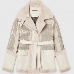 Woman Coats High Shine & Plush Puffer Jacket - Beige OUTERWEAR