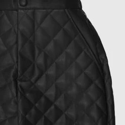 Woman Trousers CARGO PANTS & JOGGERS Vegan Leather Quilted Joggers - Black